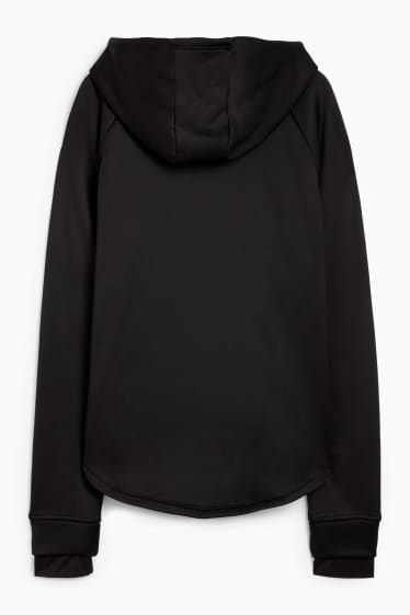 Dames - Vest van sweatstof met capuchon - zwart