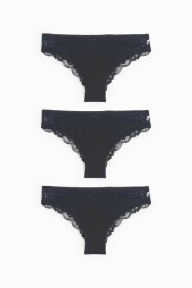 Damen - Multipack 3er - Slip - schwarz