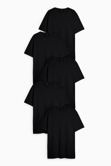 Herren - Multipack 5er - T-Shirt - Regular Fit - schwarz