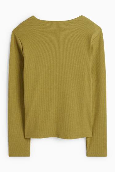 Damen - Sweatshirt - gerippt - grün