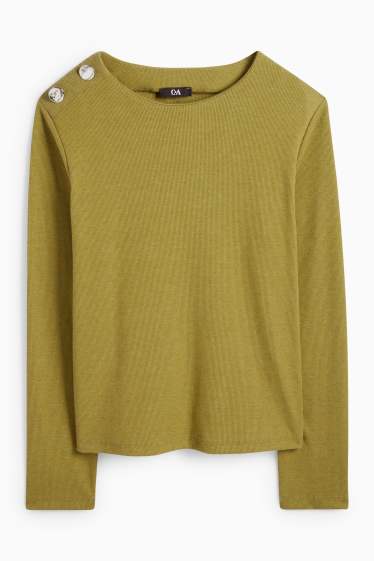 Damen - Sweatshirt - gerippt - grün