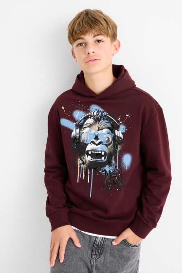 Kinder Jungen - Gorilla - Hoodie - dunkelrot