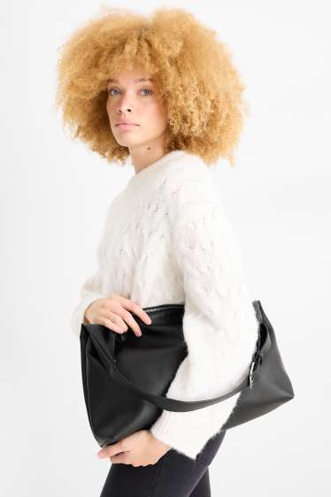 Women - Shoulder bag - faux leather - black