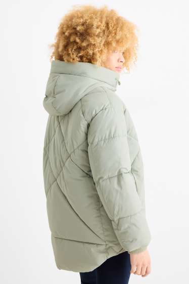 Damen - Steppjacke mit Kapuze - wasserabweisend - mintgrün
