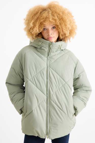 Damen - Steppjacke mit Kapuze - wasserabweisend - mintgrün
