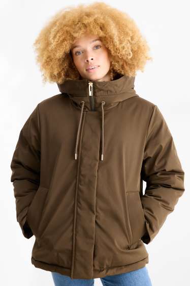 Femmes - Veste à capuche - doublée - finition déperlante - kaki