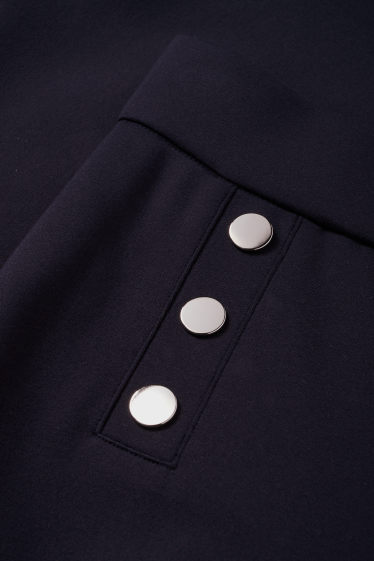 Femei - Pantaloni din jerseu - talie înaltă - wide leg - albastru închis