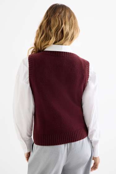 Femmes - Débardeur en cachemire mélangé - laine mélangée - bordeaux