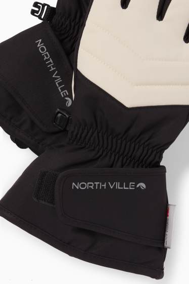 Niñas - Guantes de esquí - impermeables - negro / beis