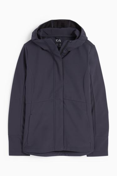 Dona - Jaqueta softshell amb caputxa - impermeable - 4 Way Stretch - blau fosc