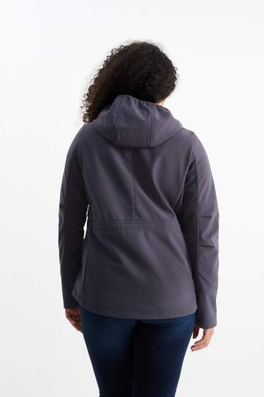 Dona - Jaqueta softshell amb caputxa - impermeable - 4 Way Stretch - blau fosc
