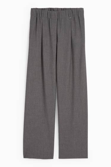 Femmes - Pantalon en toile - mid waist - tapered fit - gris