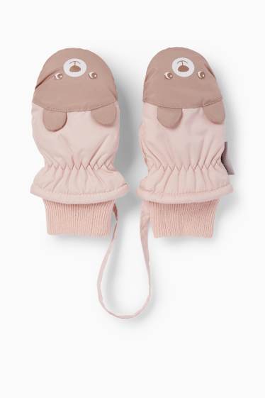 Baby Mädchen - Bärchen - Baby-Fäustlinge - gefüttert - rosa