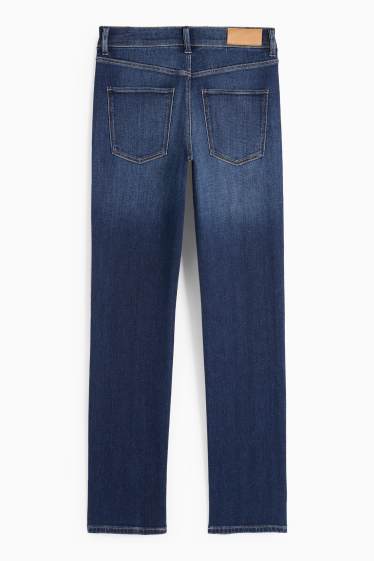 Dámské - Straight jeans se štrasovými kamínky - mid waist - džíny - tmavomodré