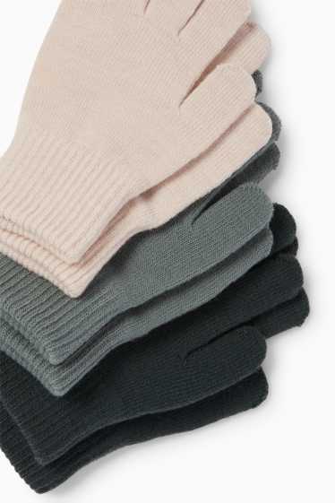 Kinderen: jongens - Set van 3 paar - handschoenen - donkergrijs
