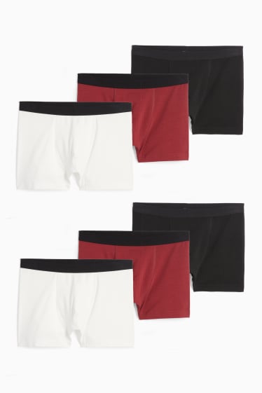 Kinderen: jongens - Set van 6 - boxershorts - zwart / rood