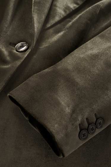Women - Long velvet blazer - regular fit - green