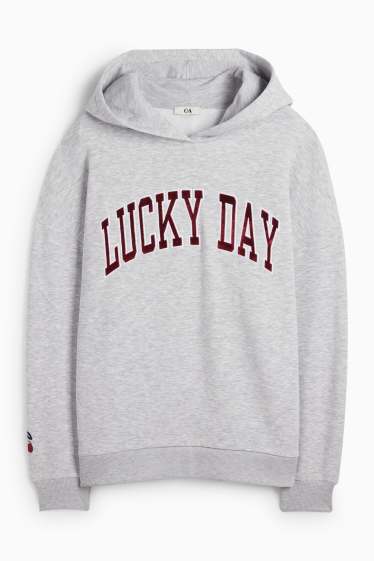 Women - Hoodie - oversized - light gray-melange