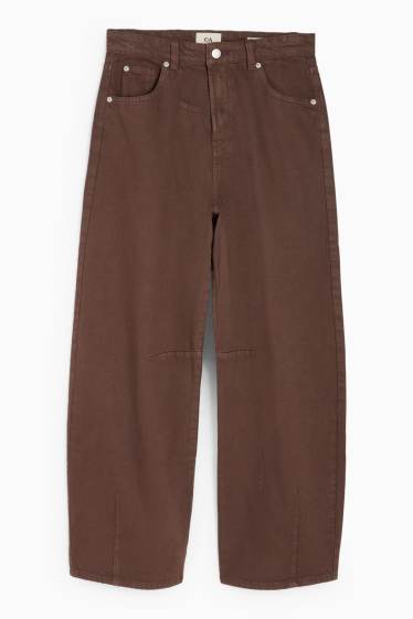 Dámské - Balloon jeans - mid waist - hnědá