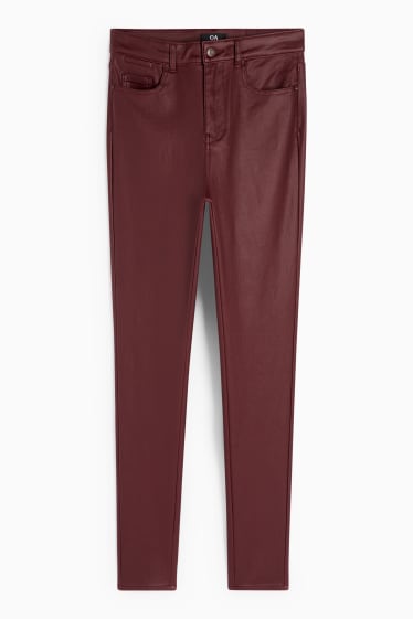 Damen - Stoffhose - High Waist - Skinny Fit - bordeaux