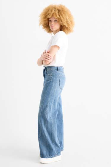 Dames - Wide leg jeans - mid waist - jeanslichtblauw