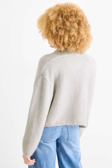 Dámské - Pletený kardigan - světle šedá