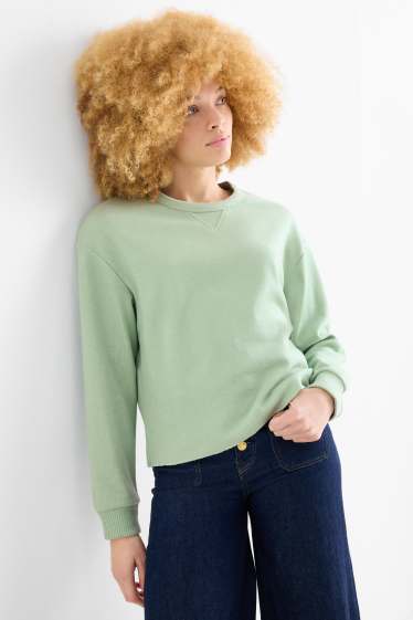 Damen - Sweatshirt - gerippt - hellgrün