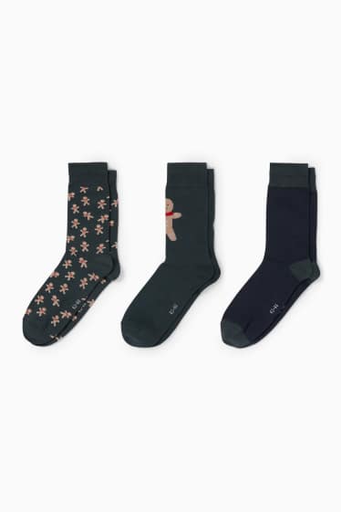 Herren - Mini Me - Multipack 3er - Herren-Weihnachts-Socken mit Motiv - dunkelblau