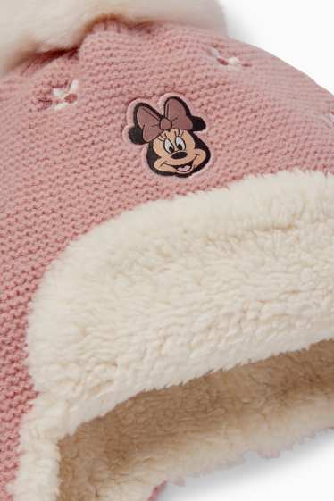 Miminka - dívky - Minnie Mouse - čepice s bambulí pro miminka - růžová