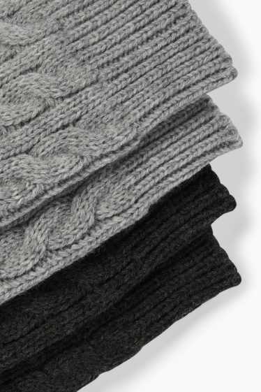 Damen - Multipack 2er - Socken - Zopfmuster - hellgrau