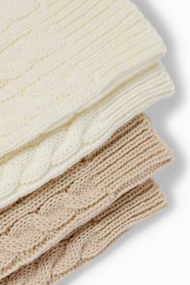Damen - Multipack 2er - Socken - Zopfmuster - hellbeige