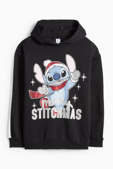 Copii - Fete - Lilo & Stitch - hanorac cu motive de Crăciun - negru