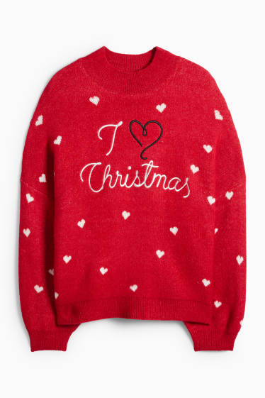 Femmes - Pull de Noël - I Love Christmas - rouge