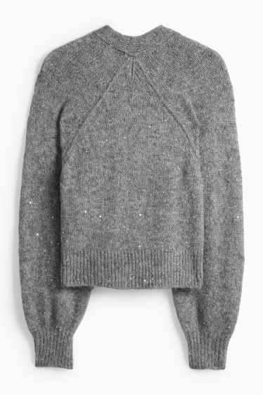 Dames - Gebreid vest - grijs