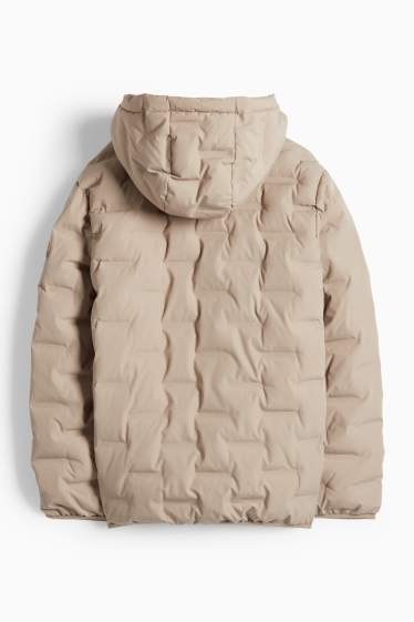 Kinderen: jongens - Jas met stiksels met capuchon - waterafstotend - beige