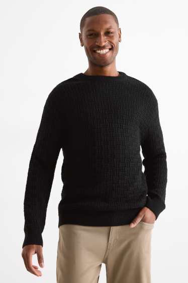 Men - Jumper - textured - black