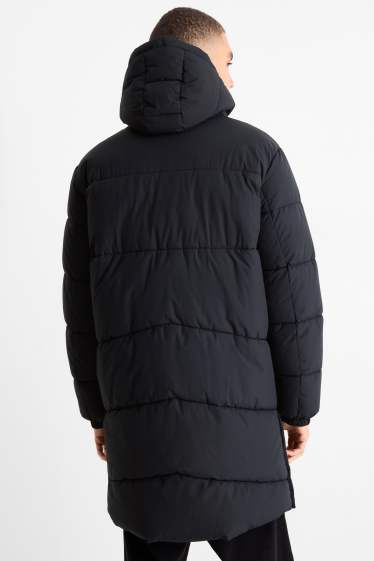 Men - Quilted coat with hood - black