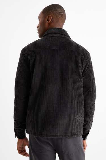 Men - Corduroy shirt jacket - relaxed fit - lined - kent collar - black