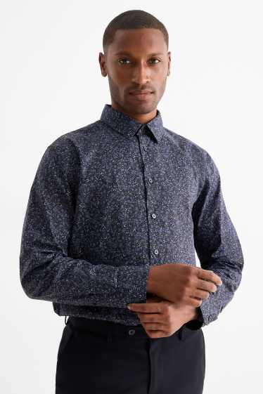 Heren - Set - trui met V-hals en business-overhemd - 2-delig - donkerblauw