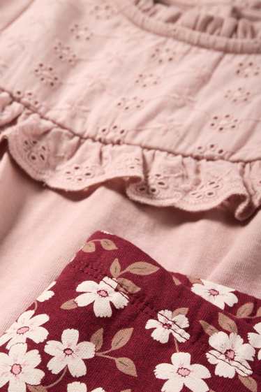 Neonate - Fiorellini - completo per neonate - Broderie Anglaise - 3 pezzi - rosa