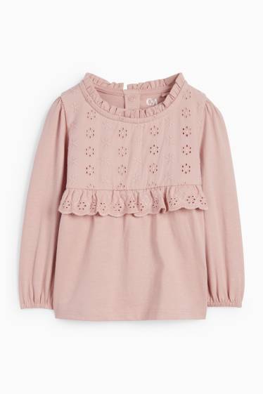 Neonate - Fiorellini - completo per neonate - Broderie Anglaise - 3 pezzi - rosa