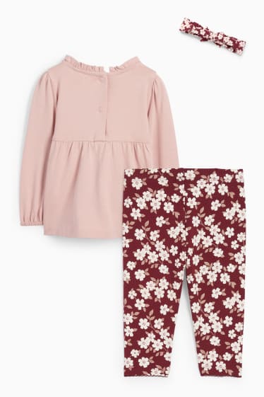 Neonate - Fiorellini - completo per neonate - Broderie Anglaise - 3 pezzi - rosa