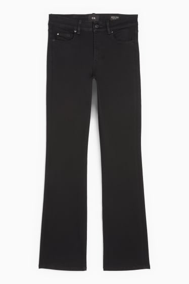 Dames - Bootcut jeans - mid waist - zwart