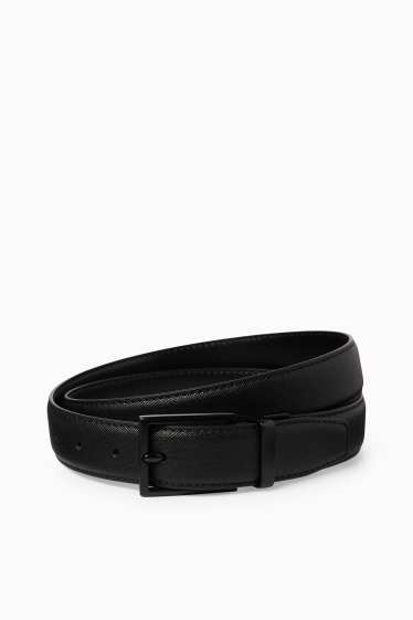 Hommes - Ceinture - matière synthétique - finition texturée - noir