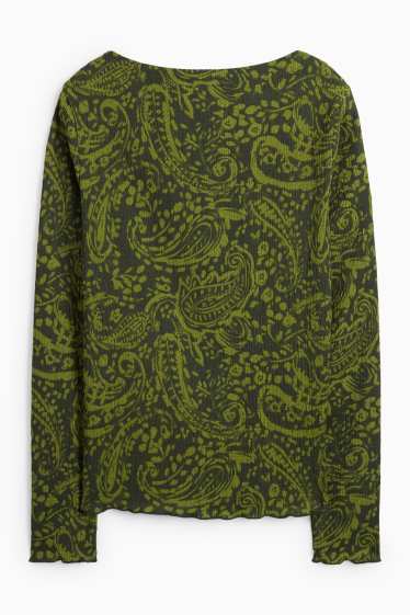 Women - Long sleeve top - regular fit - patterned - green
