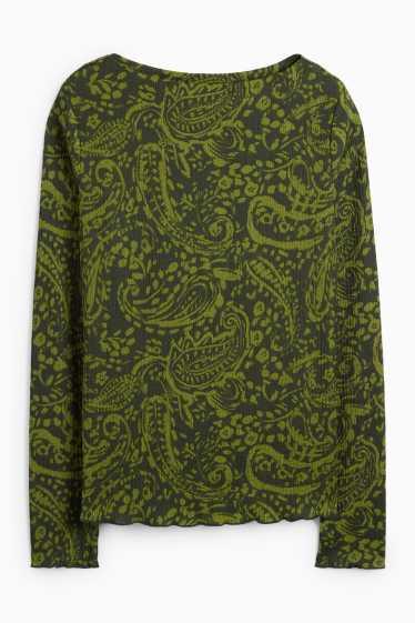 Women - Long sleeve top - regular fit - patterned - green