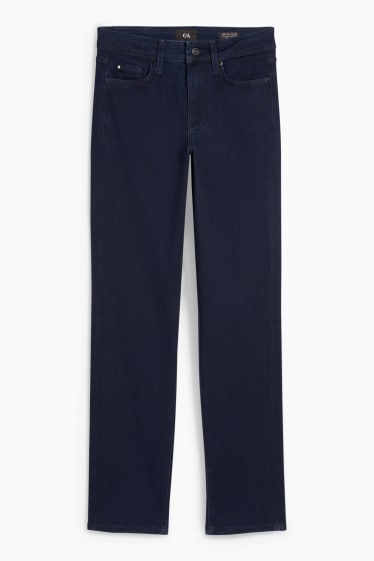 Femei - Straight jeans - talie medie - denim-albastru închis