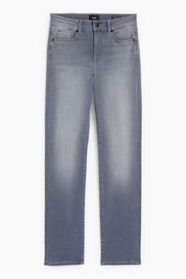 Femei - Straight jeans - talie medie - denim-gri deschis