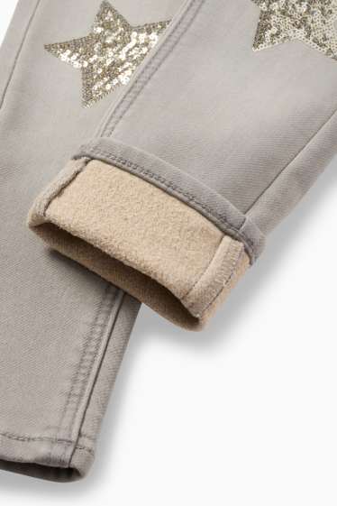 Bambine - Stella - skinny jeans - jeans termici - jeans grigio chiaro