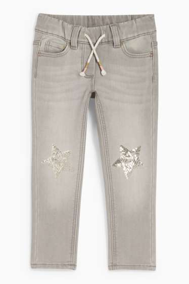 Bambine - Stella - skinny jeans - jeans termici - jeans grigio chiaro